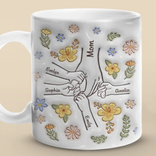 You Hold Our Hands. Also Our Hearts - Family Personalized Custom 3D Inflated Effect Printed Mug - Gift For Mom. Grandma
